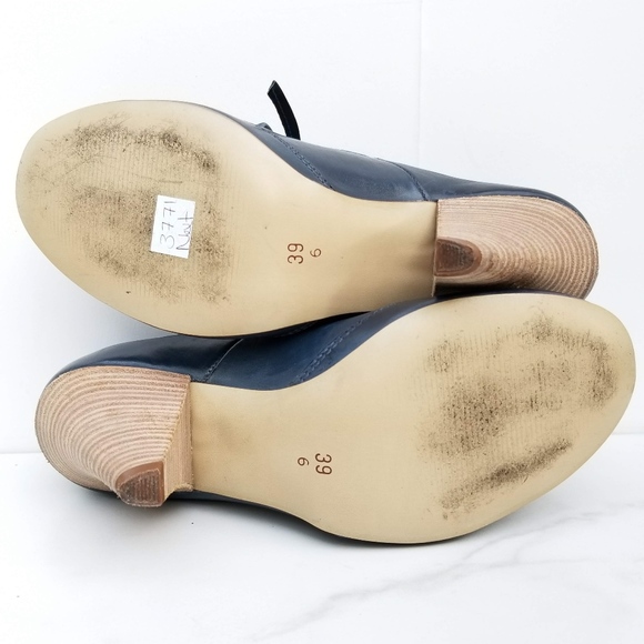 NEXT Pumps Laser Cut Out Blue Leather Lace Up Heel - Picture 7 of 8